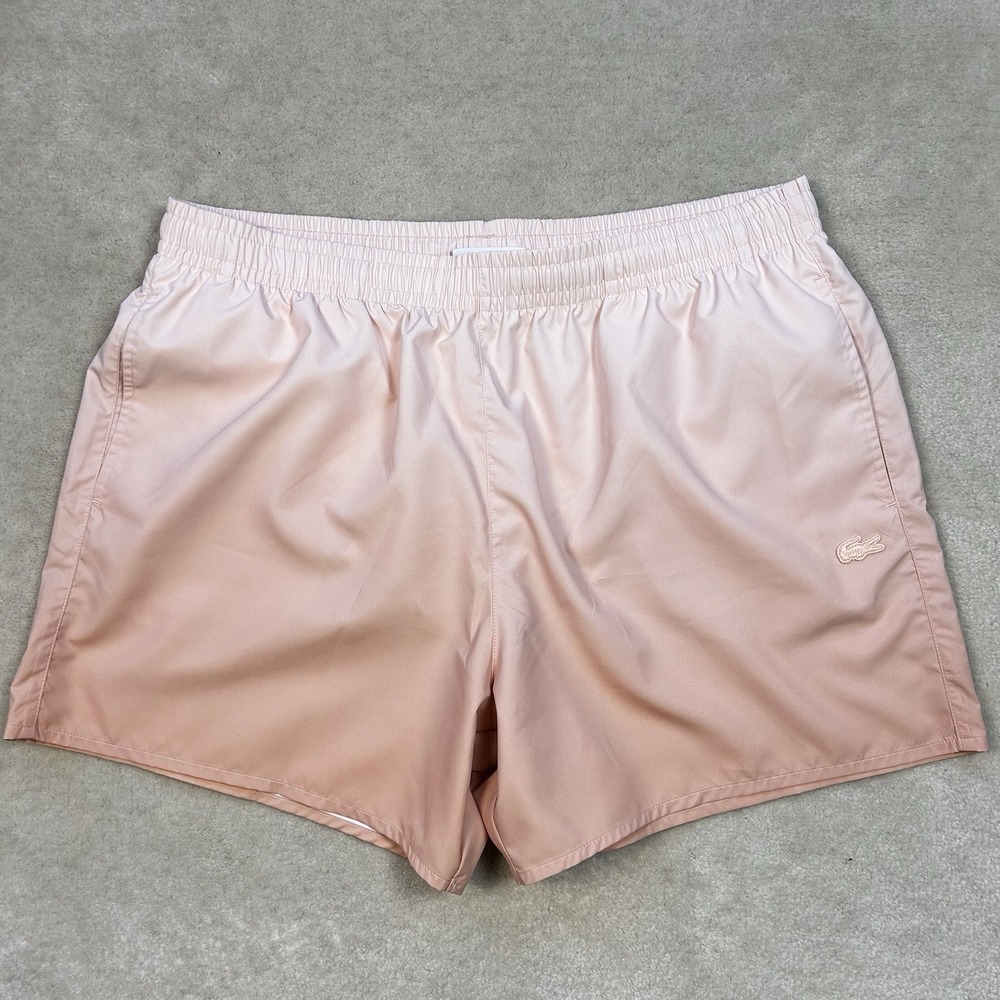 Lacoste Ombre Men's XL Swim Trunks Gradient Drawstring Shorts Pockets Lined Pink